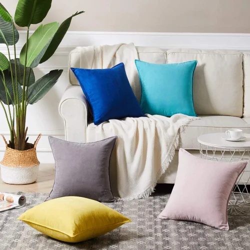 Vista 6 de Fancy Homi - Paquete de 2 fundas de almohada decorativas azul real de 14x14 pulgadas para sala de estar, sofá cama, sofá, decoración moderna bohemia