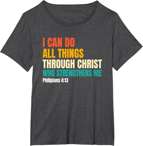 Vista 22 de I Can Do All Things Through Christ Christian Faith Camiseta, Negro, S