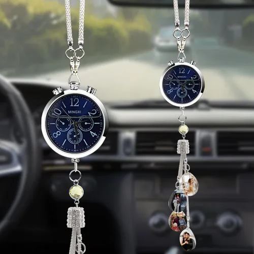 Vista 16 de AIFLM Adornos Personalizados de Foto de Cristal para Colgar en Coche Adornos Personalizados Estéticos para Espejo Adornos Personalizados