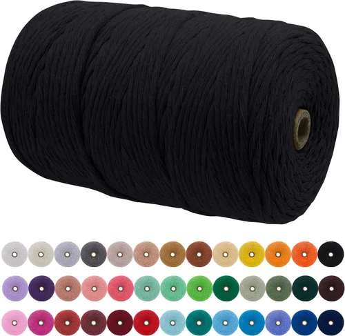 Vista 98 de JeogYong Cordón de macramé de un solo hilo 3 mm x 109 yardas (328 pies) Cuerda de algodón suave Hilo de macramé de 3 mm, suministros de macramé