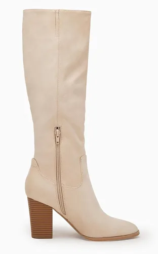 Vista 3 de Coutgo Botas altas de gamuza sintética para mujer, con cremallera lateral, tacón grueso, elásticas, botas de invierno