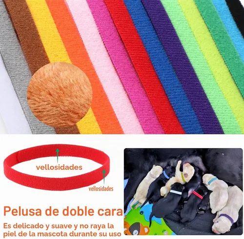 Vista 3 de 30 collares de parto para cachorros, collares para mascotas recién nacidas, bandas de identificación ajustables suaves de doble cara, collares