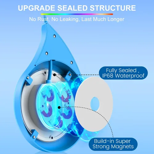 Vista 4 de LyLmLe - Luz LED para piscina, luz sumergible regulable RGB de 20 W con aplicación e imán 800lm, IP68 impermeable cambio de color 12V luces