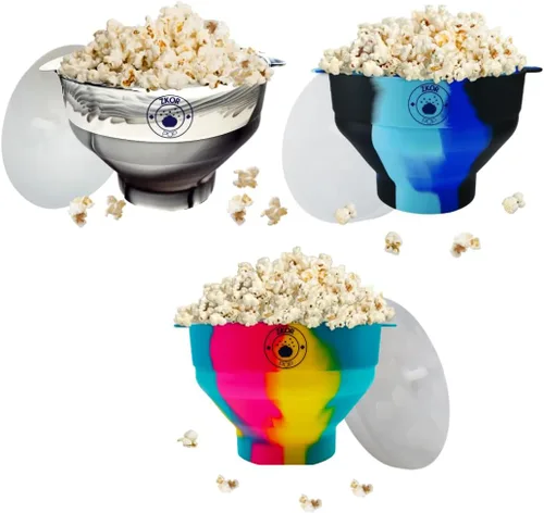 Vista 9 de Palomitas de maíz de silicona para microondas, cuenco plegable, para hacer palomitas de maíz para microondas, reutilizable, palomitas de maíz sin