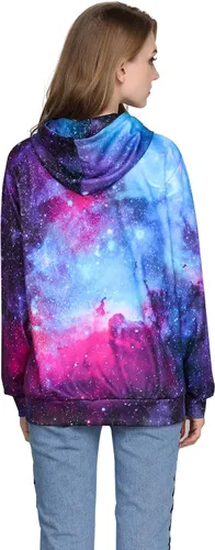 Vista 7 de Sudaderas unisex con estampado 3D Galaxy con capucha y bolsillos grandes