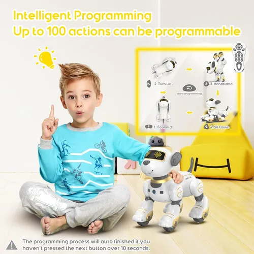 Vista 3 de SONOMO Juguete de Perro Robot con Control Remoto para Niños, Cachorro Robótico Programable, Juguete de Perro Robot Inteligente Interactivo