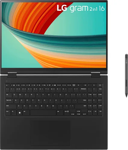 Vista 10 de LG gram 16" 2 en 1 portátil ligero, plataforma Intel Core i7 Evo, Windows 11 Home, 16 GB RAM, 512 GB SSD, negro