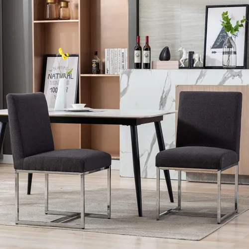 Vista 29 de BESTANO Sillas De Comedor - Juego de 2 sillas de comedor modernas negras tapizadas de piel sintética para cocina y comedor con marco de metal negro