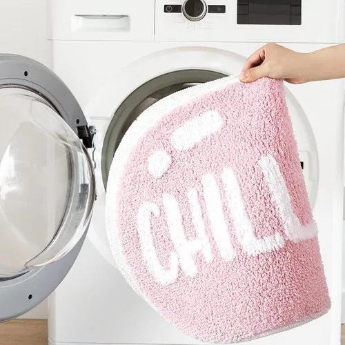 Vista 6 de FROZZUR Chill Pill - Tapete de baño, antideslizante, color rosa, para baño, con forma linda, para tina, tapete de felpa lavable, color rosa
