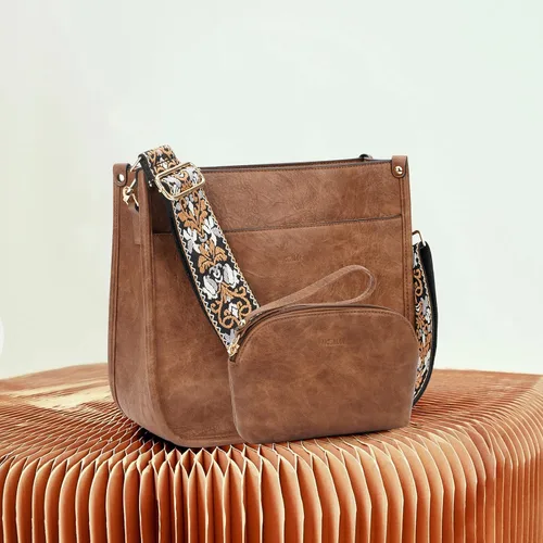 Vista 7 de HKCLUF Bolso cruzado para mujer, 2 piezasjuego de cartera de cuero con 2 correas ajustables para guitarra