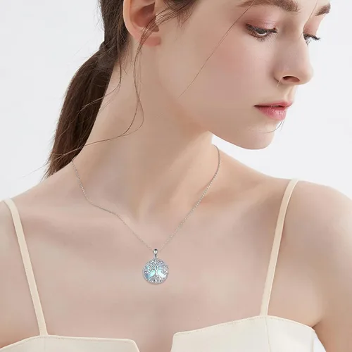 Vista 6 de Collar de árbol de la vida, collar con colgante de piedra de luna, plata de ley 925, regalo de joyería para mujeres, niñas y madres, Plata