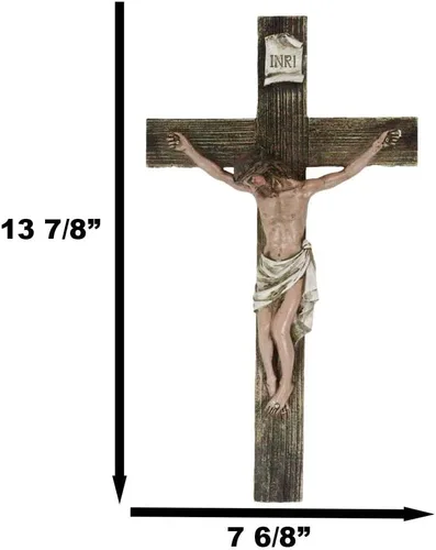 Vista 3 de Ebros Gift Pasión de Jesucristo Muerte en el Calvario Crucifijo Católico INRI Cruz Colgante Figura Figura 13.75 pulgadas de alto Religioso Cristiano