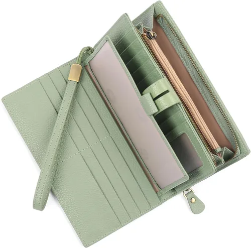 Vista 7 de SENDEFN Carteras de mujer de gran capacidad con bloqueo RFID, carteras de cuero, organizador de tarjetas de crédito con porta cheques, Compacto