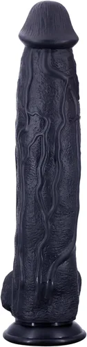 Vista 6 de Consolador negro súper enorme de 17.3 pulgadas, consolador de polla larga, monstruo gigante, juguete sexual anal grueso y grande con consoladores