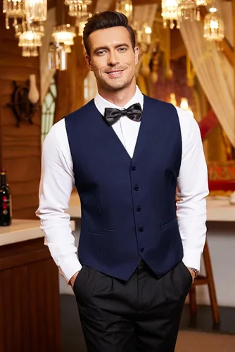Vista 2 de COOFANDY Chaleco de traje de negocios para hombre, chaleco de vestir casual, chaleco formal ajustado
