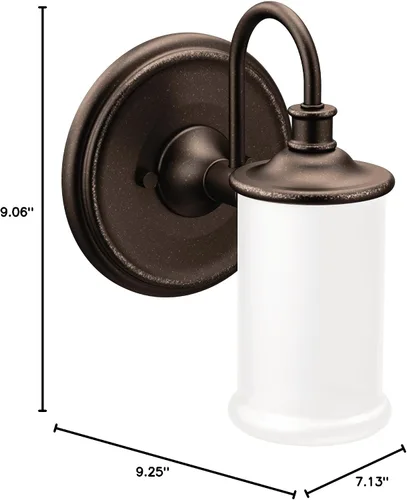 Vista 3 de Moen YB6461ORB Belfield - Accesorio de tocador de baño de doble montaje con 1 luz con vidrio esmerilado, bronce aceitado
