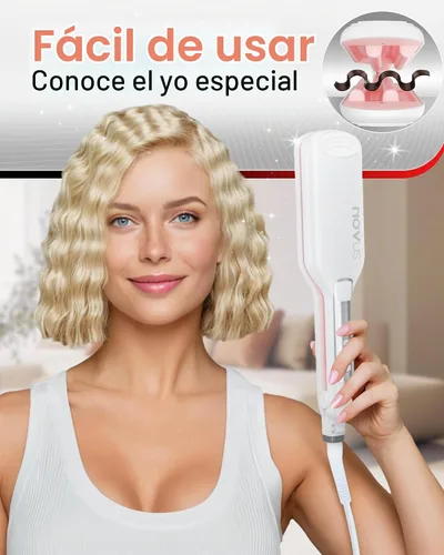 Vista 2 de NOVUS Rizador de cabello ondulado de 4 barriles, rizadores de pelo de ondas poco profundas, herramienta caliente con cerámica, rizador de ondas