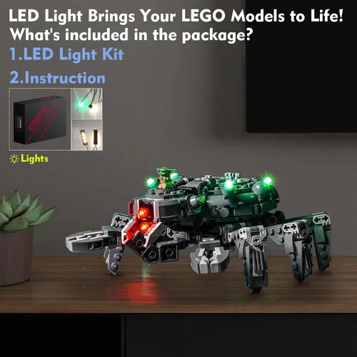Vista 3 de LocoLee Kit de luces LED para Lego Spider Tank 75361, accesorios de iluminación para bricolaje, compatibles con Lego 75361, juego de construcción