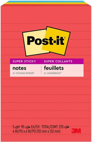 Vista 6 de 3M Post-it 6603SSAN Pads, colores Marrakech, forrados, 4 x 6, 90 hojas, paquete de 3
