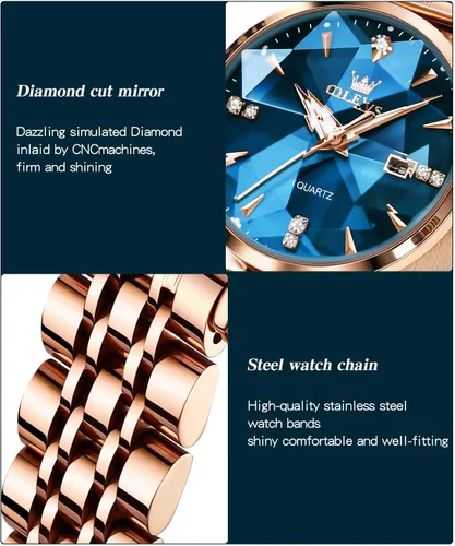 Vista 4 de OLEVS Small Face Women Watch Business Dress Stainless Steel Quartz Watches Diamond Roman Numerals 30M Waterproof Ladies Watches with Date