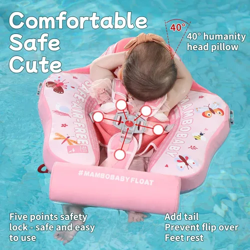 Vista 5 de Mambobaby Flotador con toldo mejorado no inflable para bebé, flotador inteligente de Mambo para natación, flotador de natación para bebé, flotador