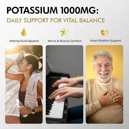 Vista 4 de Cloruro de potasio de alta potencia de 1000 mg por porción Suplemento de potasio – Apoya el equilibrio electrolítico, la salud cardíaca, muscular