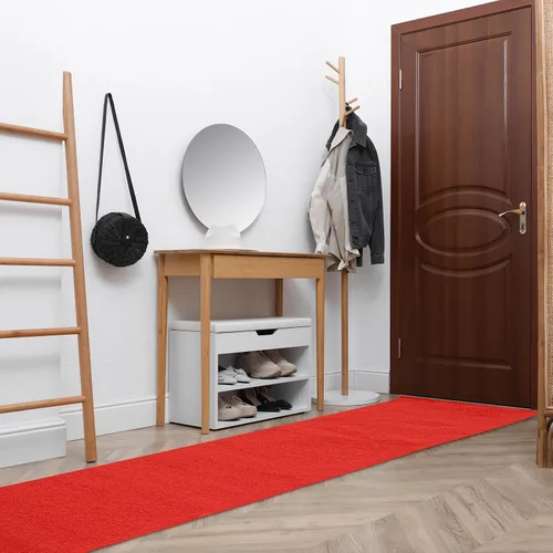 Vista 2 de Timgle Alfombra roja de 3 x 10 pies y 0.3 pulgadas de grosor para fiesta, antideslizante, alfombra de cocina, lavable, alfombra roja, decoración