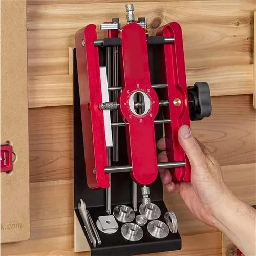 Vista 2 de Plantilla de mortaje de precisión y carpintería de espiga suelta 2 en 1 Localizador de punzón Doweling Jig Connector Fastener Herramientas