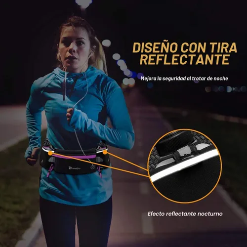 Vista 8 de Number-one Cinturón para correr con botellas de agua (2 x 5.9 fl oz), cinturón de hidratación impermeable para iPhones, bolsa de cintura deportiva
