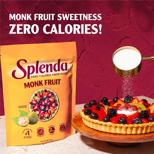 Vista 4 de Splenda Monk Fruit - Edulcorante granulado a base de plantas sin eritritol, sustituto del azúcar, 3.8 onzas (paquete de 1)