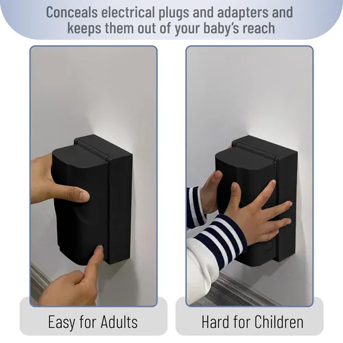 Vista 8 de Bates - Caja de seguridad para bebés, color negro, fundas para enchufes a prueba de bebés, cubiertas de enchufe para enchufes eléctricos