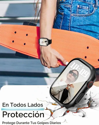 Vista 5 de JR.DM - Juego de 2 fundas de policarbonato duro de 38 mm con protector de pantalla de vidrio templado HD para Apple Watch Series 3/2/1, protector