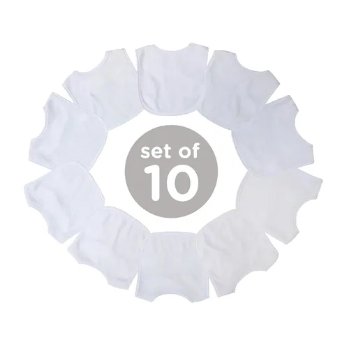 Vista 7 de Neat Solutions Baberos de tela de rizo de punto de 2 capas de color sólido en blanco, 10 unidades (paquete de 1)