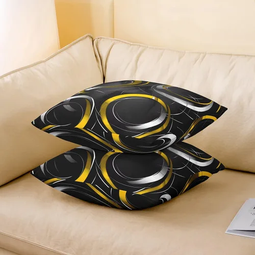 Vista 3 de Feelyou Juego de 2 fundas de cojín geométricas decorativas para sofá, cama, fundas de cojín decorativas con círculos geométricos, rellenos