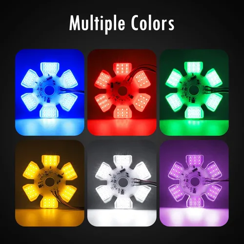 Vista 3 de Partsam 2 piezas ultrafinas estilo hexagonal de doble función interior 54 diodos LED de aire luz de aire de 4.8 pulgadas, lámpara decorativa