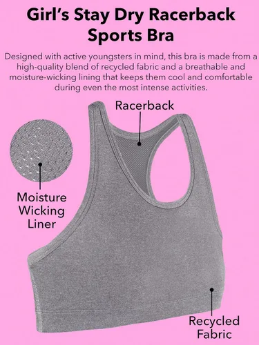 Vista 3 de Fruit of the Loom Sujetador deportivo Stay Dry Racerback para niña