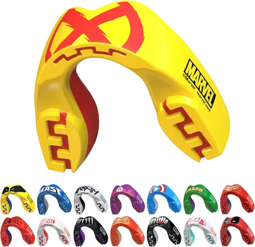 Vista 17 de Marvel Protector bucal deportivo, protector bucal de doble capa para adultos y jóvenes con estuche (bestia, junior (hasta 11 años)) Youth <11