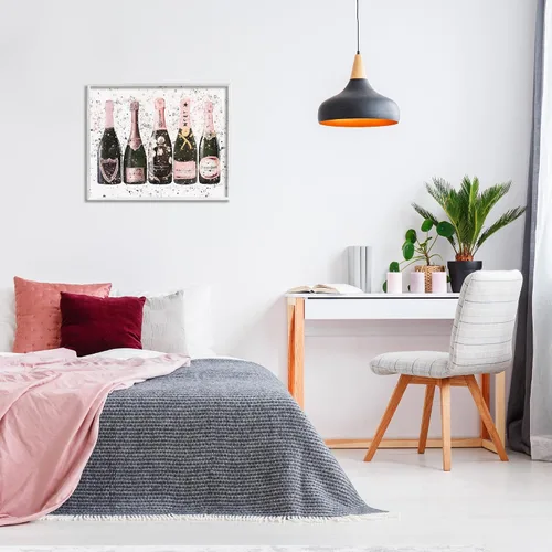 Vista 2 de Stupell Industries Elegante botella de rosa rosa moderna salpicadura de moda, diseño de Amanda Greenwood enmarcado para pared, 24 x 30 pulgadas