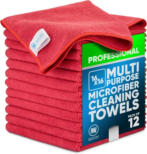 Vista 12 de Toalla Buff Pro de Microfibra de Superficie Múltiple - Paquete de 12 unidades - Paños de limpieza premium - Limpia, quita el polvo, pule, absorbe