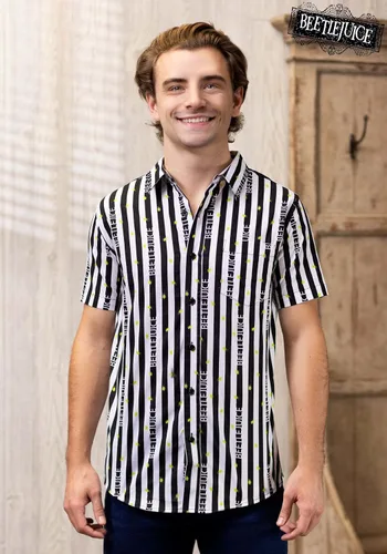 Vista 5 de Adult Beetlejuice Themed Button-Up Shirts Halloween Movie Themed Novelty Hawaiian Shirts for Men & Women