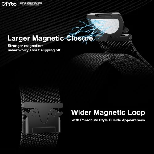 Vista 2 de Correa de malla milanesa compatible con Apple Watch Band de 1.929 in 1.811 in 1.772 in 1.732 in 1.654 in para hombres y mujeres, correa de metal más