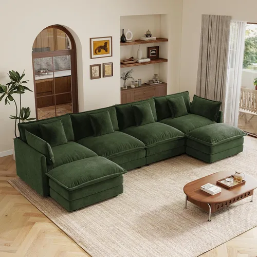 Vista 16 de mikibama Sofá modular seccional, juego de sofá en forma de L de 70.8 pulgadas para sala de estar, sofá biplaza, cómodos sofás de nube con otomana