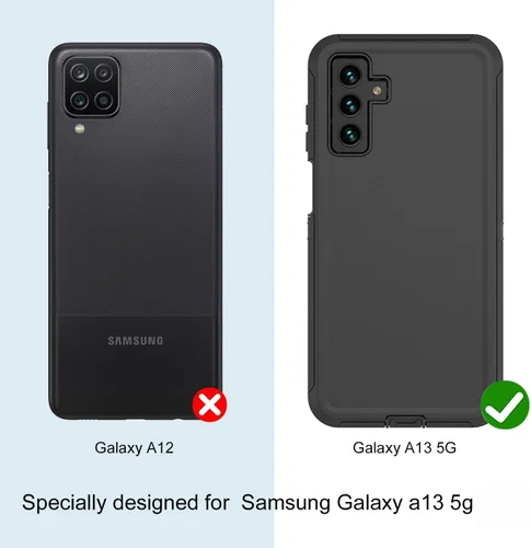 Vista 2 de ONOLA Funda compatible con Galaxy A13 5G, con protector de pantalla HD (paquete de 2), funda duradera a prueba de golpes de 3 capas para color negro