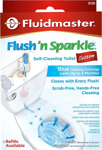 Vista 9 de Fluidmaster 8100 Flush 'n Sparkle Sistema automático de limpieza de inodoro con cartucho azul, versión mejorada