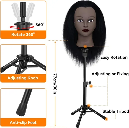 Vista 6 de Cabeza de maniquí de 16" con cabello para entrenamiento de peluquería y peinado