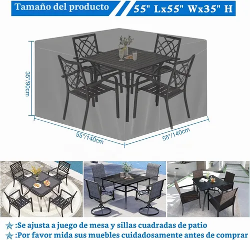 Vista 2 de Funda para mesa de exterior, fundas impermeables para muebles de patio, funda rectangular 420D para sofá de exterior, fundas de patio para sofá