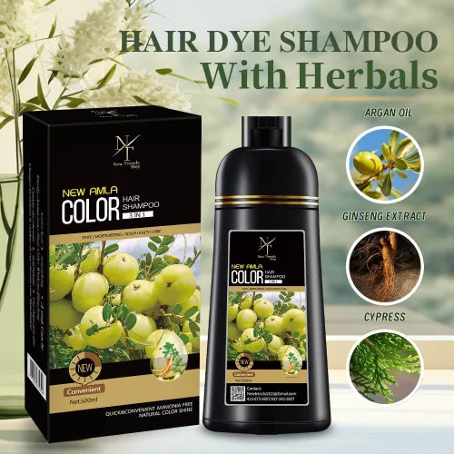 Vista 3 de New Trends Champú de color para el cabello, marrón oscuro, tinte instantáneo para cabello gris, sin amoníaco, libre de PPD, 16.9 onzas líquidas