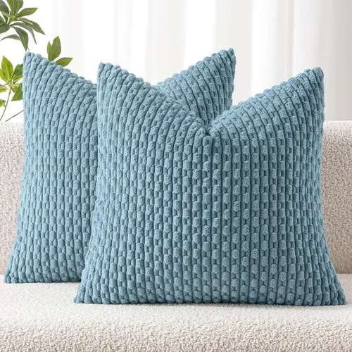 Vista 57 de MIULEE - Juego de 2 fundas decorativas cuadradas para cojines, de pana suave y con estilo campestre bohemio a rayas para decorar hogar, sofá, cama