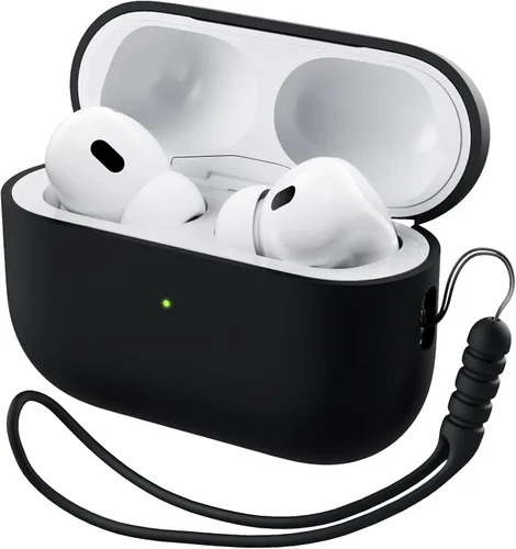 Vista 22 de ORNARTO Funda compatible con AirPods Pro 2 2022, silicona híbrida protectora completa para AirPods Pro de 2ª generación, cubierta frontal LED
