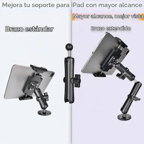 Vista 3 de VAUBORTTI Brazo de doble enchufe de 1 pulgada con adaptador de bola doble, brazo de extensión de aleación de aluminio para tamaño RAM B, se adapta a